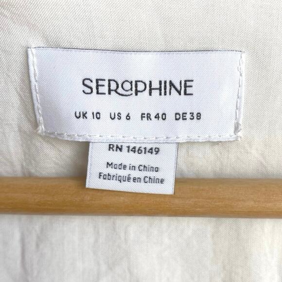 NEW SERAPHINE Swiss Dot Buttoned Blouse Tunic Top Size 6 White Maternity Nursing - Picture 10 of 12